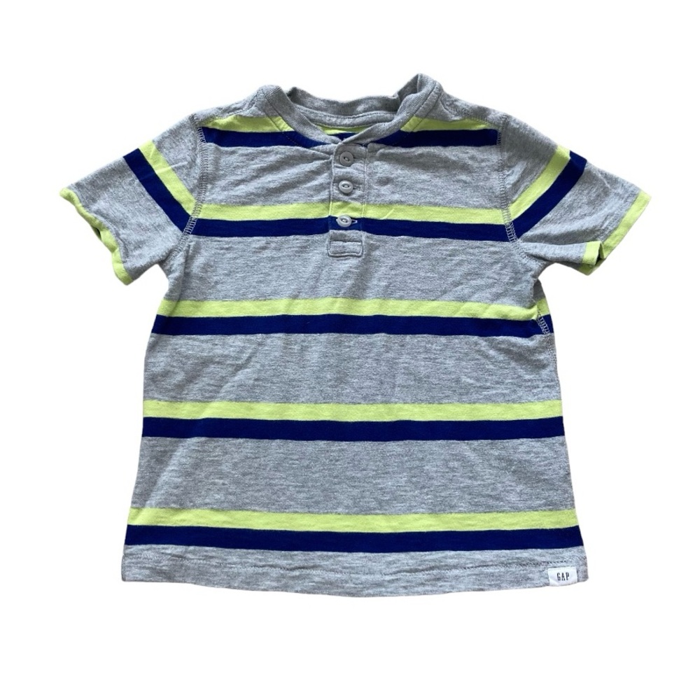 Baby GAP Short Sleeve Striped Henley T-Shirt (100% Cotton, Size 4 Years Toddler)